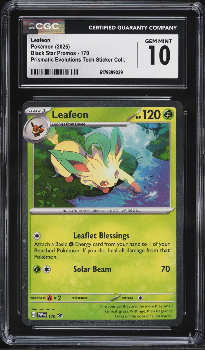 2025 Pokemon Scarlet & Violet Promo Prismatic Evolutions Tech Sticker Leafeon #170 CGC 10 GEM