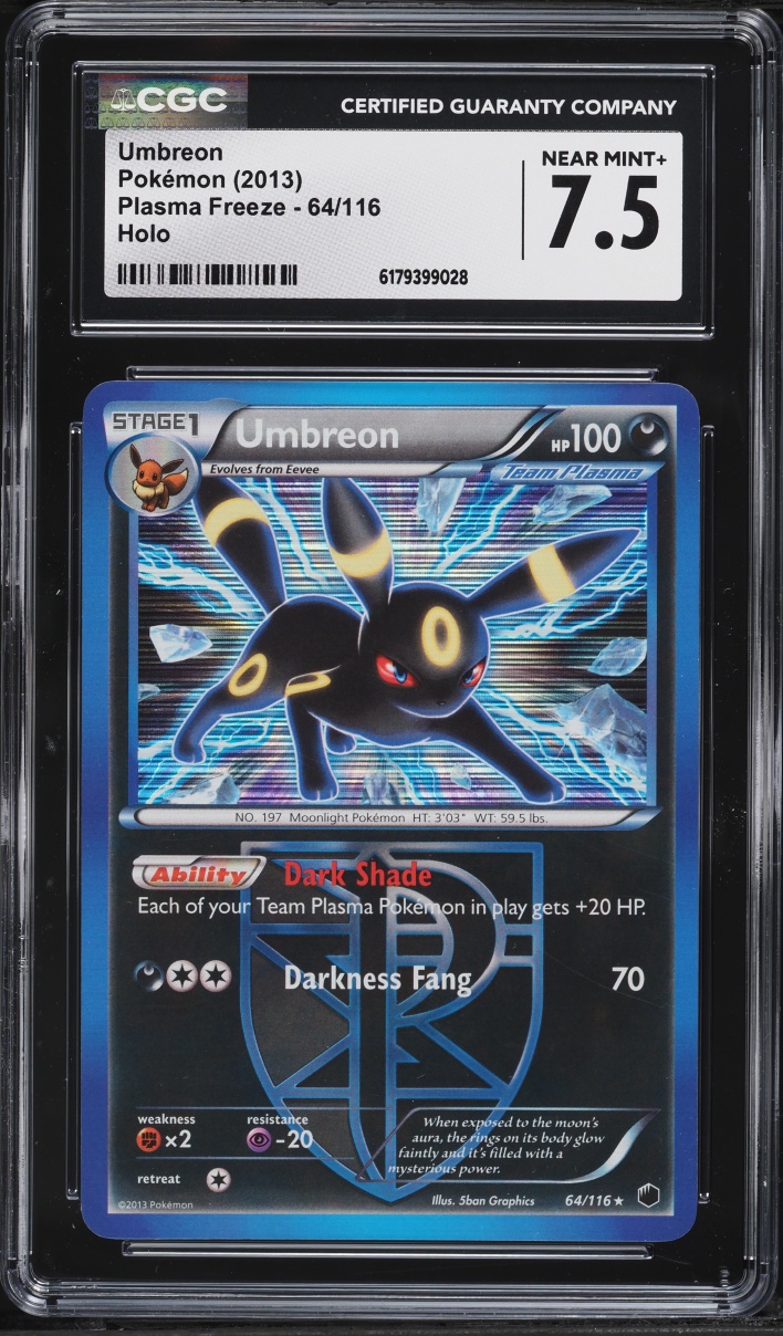 2013 Pokemon Black & White Plasma Freeze Holo Umbreon #64 CGC 7.5 NRMT+