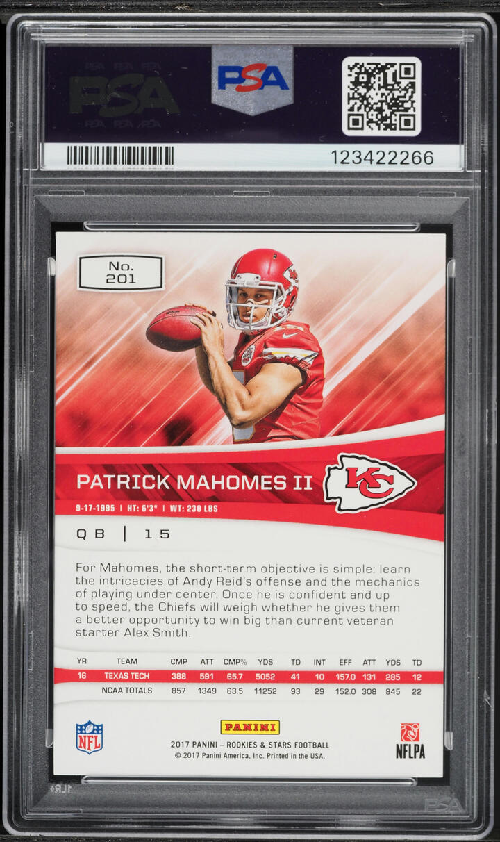 2017 Panini Rookies & Stars Patrick Mahomes II ROOKIE #201 PSA 10 GEM MINT