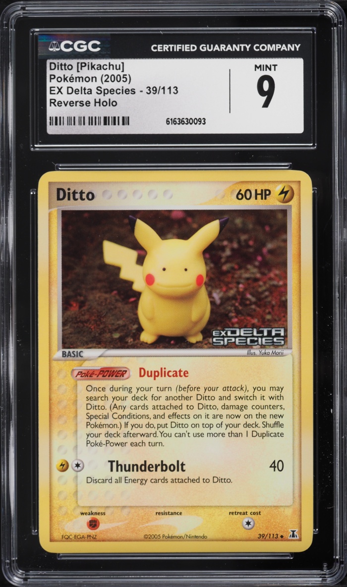 2005 Pokemon EX Delta Species Reverse Holo Ditto Pikachu #39 CGC 9 MINT