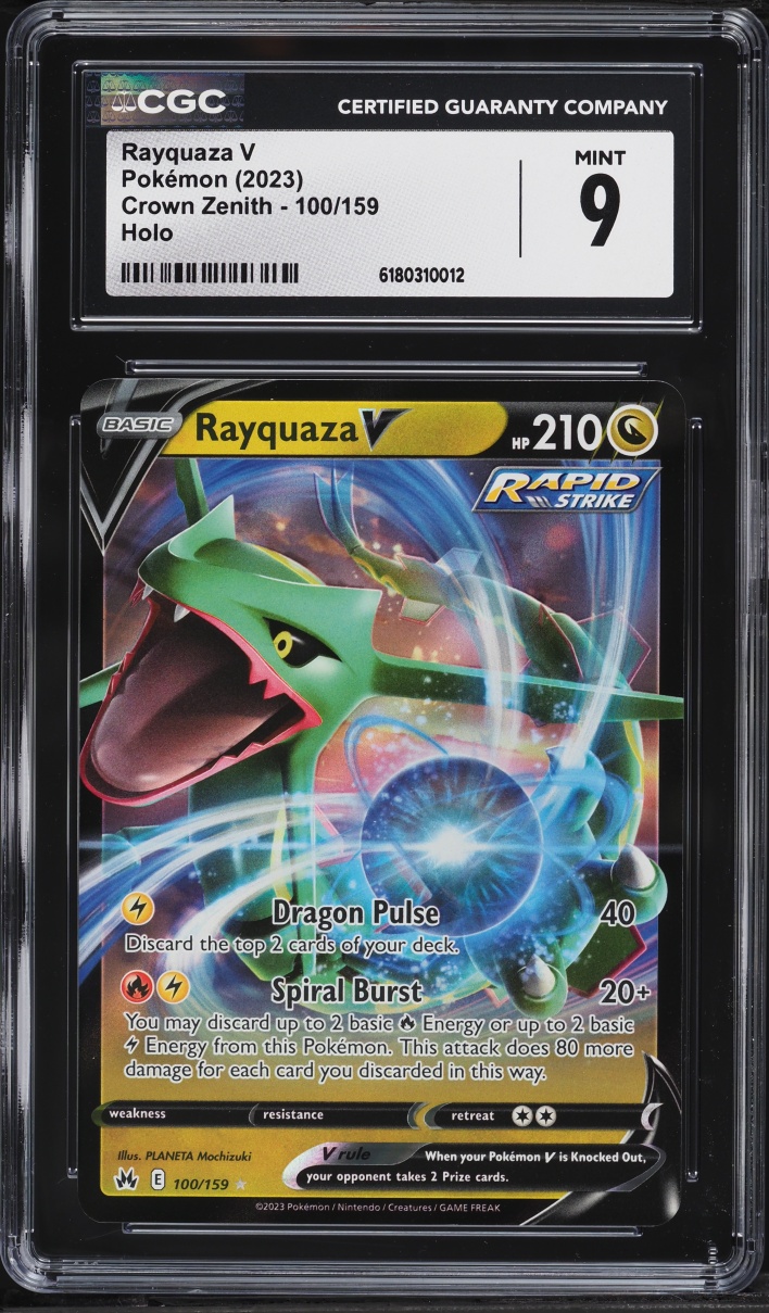 2023 Pokemon Sword & Shield Crown Zenith Holo Rayquaza V #100 CGC 9 MINT