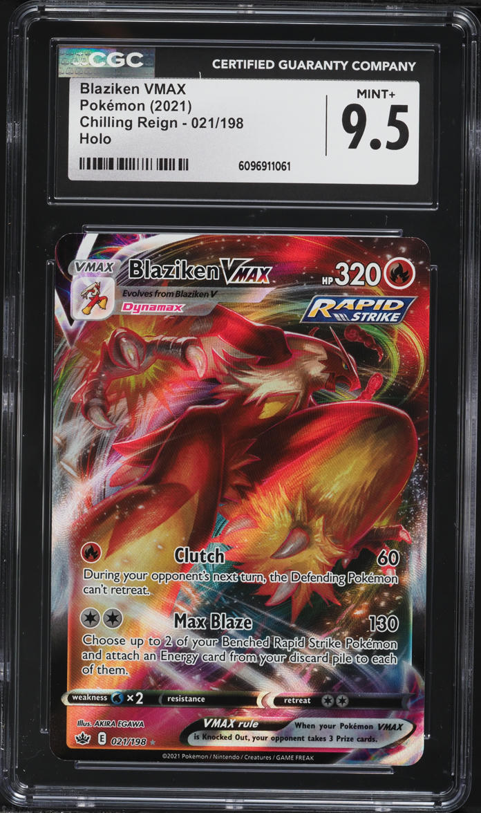 2021 Pokemon Sword & Shield Chilling Reign Full Art Blaziken VMAX #21 CGC 9.5 MINT+