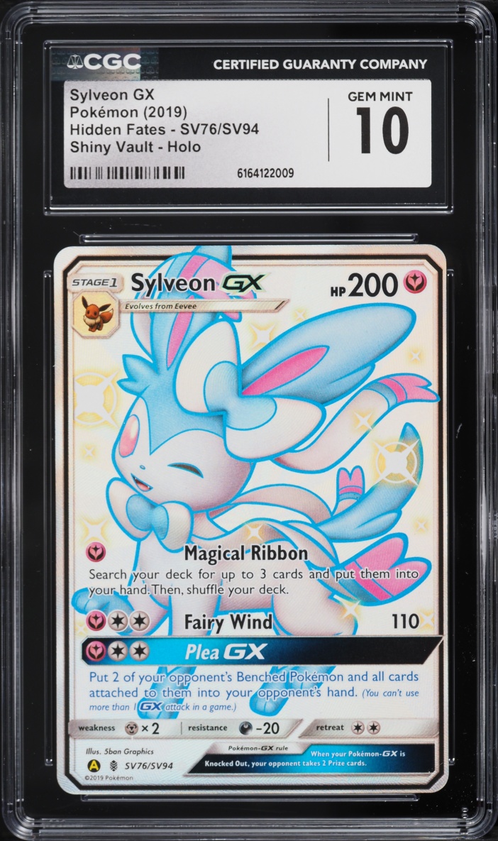 2019 Pokemon Sun & Moon Hidden Fates Shiny Vault Full Art Sylveon GX #SV76 CGC 10 GEM MINT