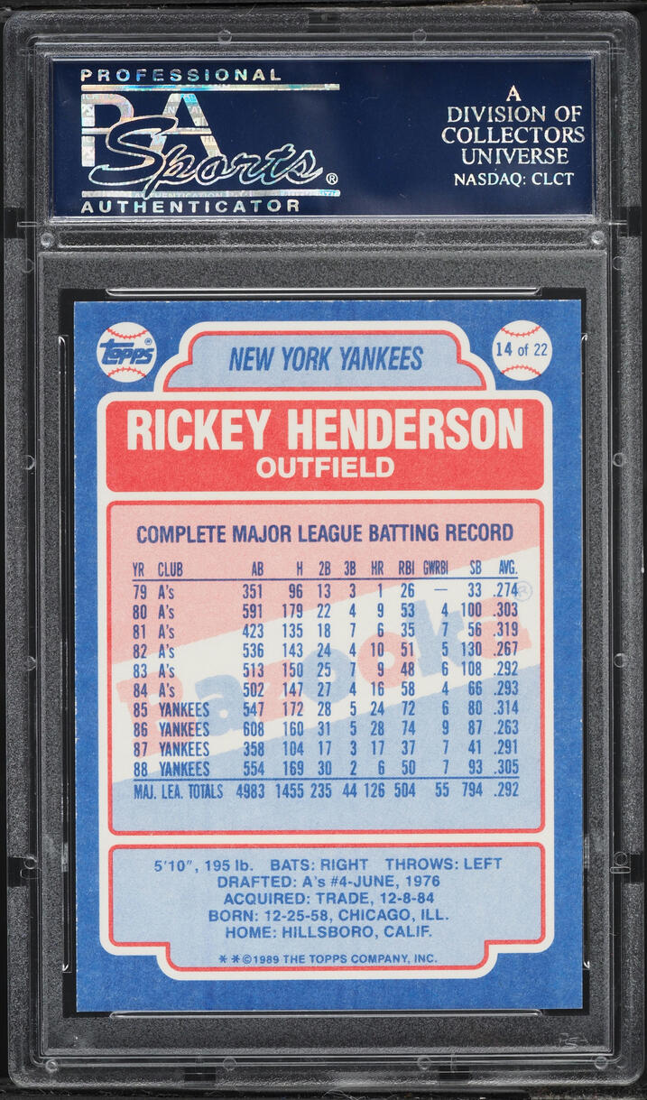 1989 Topps Bazooka Rickey Henderson #14 PSA 10 GEM MINT