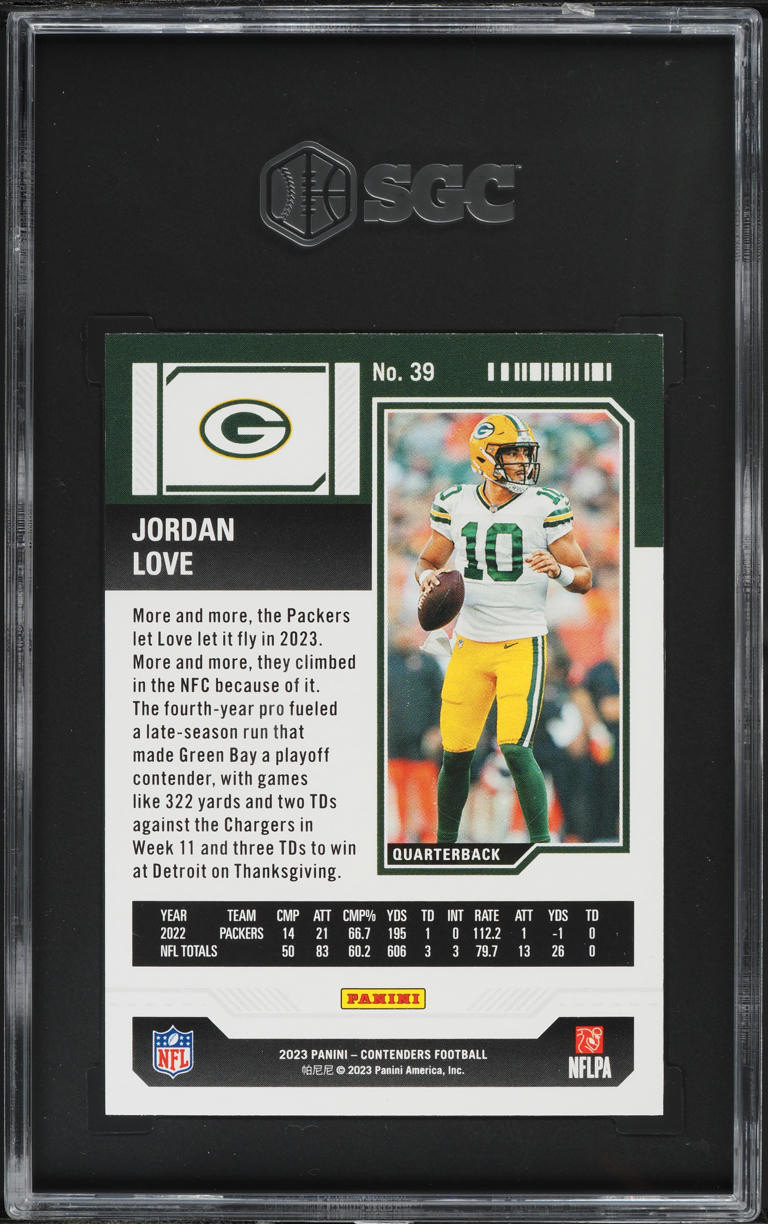 2023 Panini Contenders Retail Jordan Love #39 SGC 9 MINT