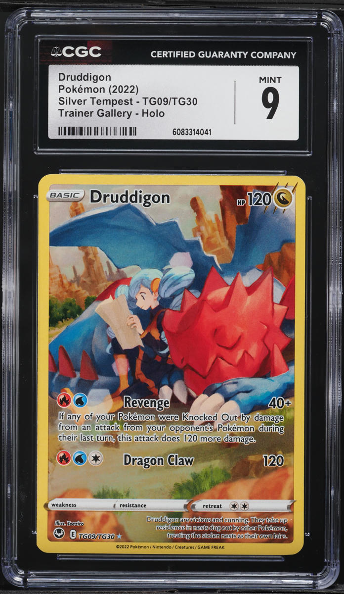 2022 Pokemon Sword & Shield Silver Tempest CHR Druddigon #TG09 CGC 9 MINT