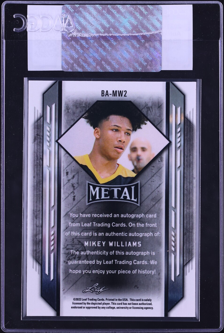 2021 Leaf Metal Silver Crystal Mikey Williams ROOKIE AUTO #BA-MW2 CGC AUTH