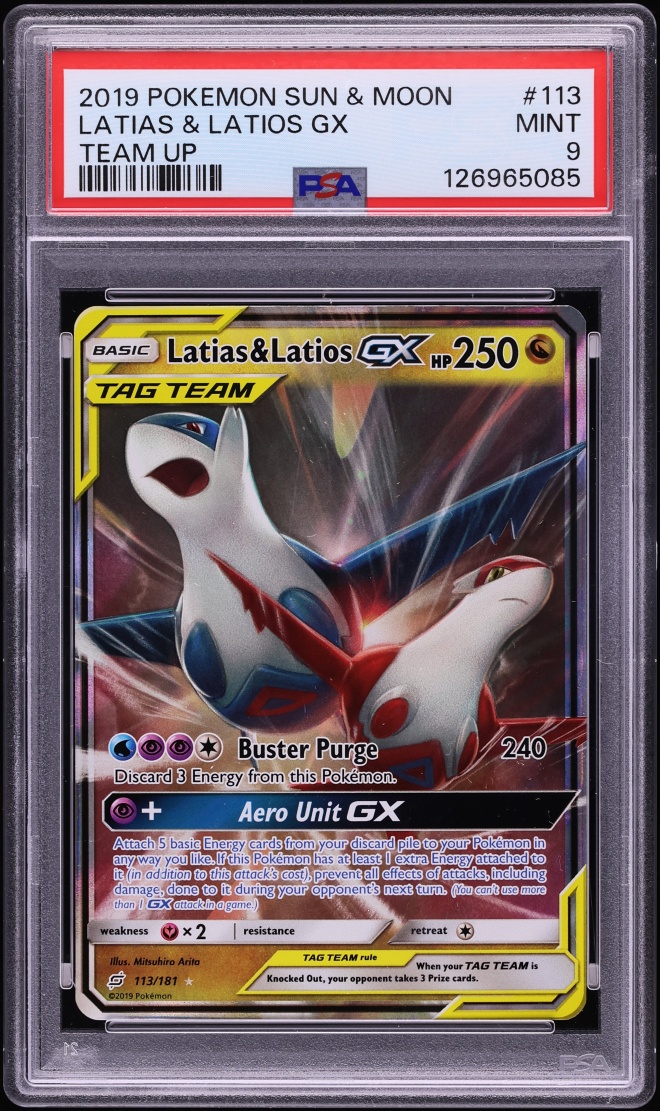 2019 Pokemon Sun & Moon Team Up Latias & Latios GX #113 PSA 9 MINT