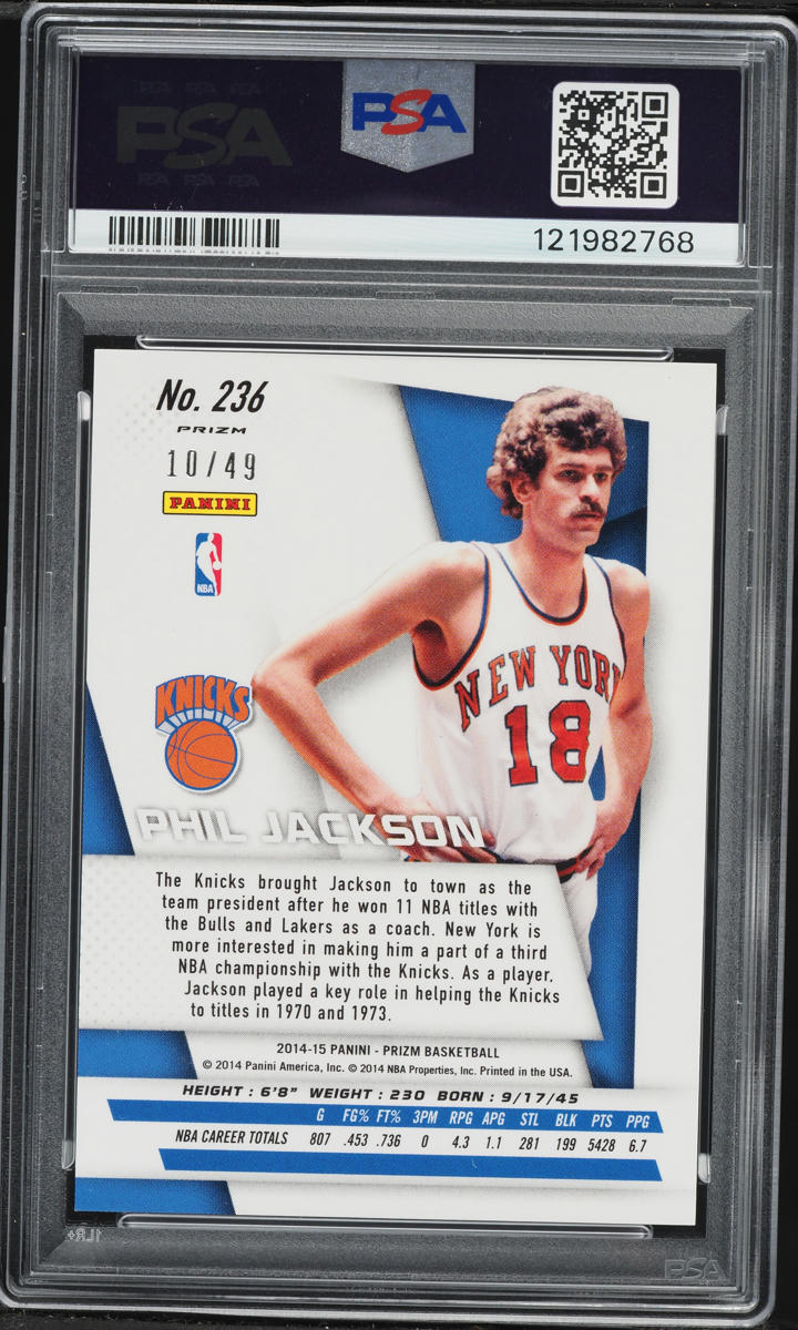 2014 Panini Prizm Light Blue Phil Jackson /49 #236 PSA 10 GEM MINT