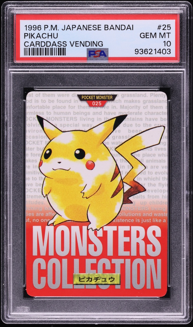 1996 Pokemon Japanese Bandai Carddass Vending Red Pikachu #25 PSA 10 GEM MINT