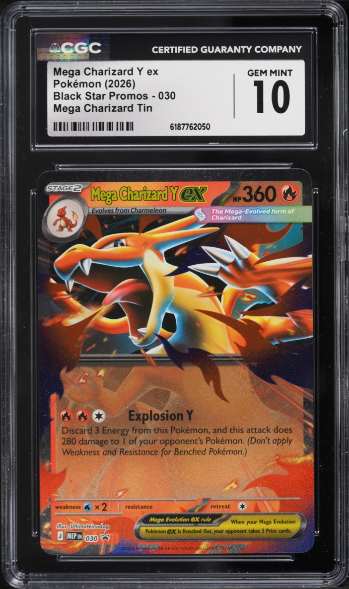 2026 #30 Mega Charizard Y Ex CGC 10 Pokemon Mega Evolution Black Star Promo Tin