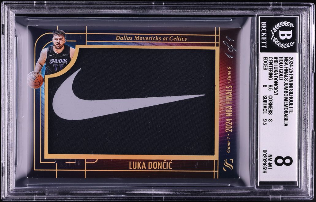 2024 Panini Silhouette NBA Finals Jumbo Holo Gold Luka Doncic NIKE PATCH 1/1 #FJM-LKD BGS 8