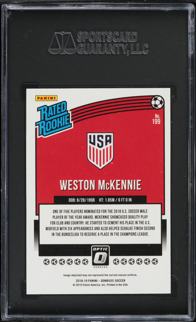 2018 Donruss Optic Weston McKennie ROOKIE #199 SGC 9.5 MINT+