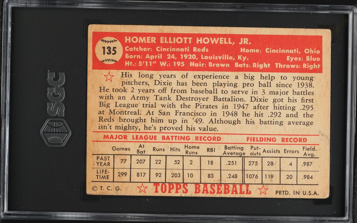 1952 Topps Dixie Howell #135 SGC 4 VGEX