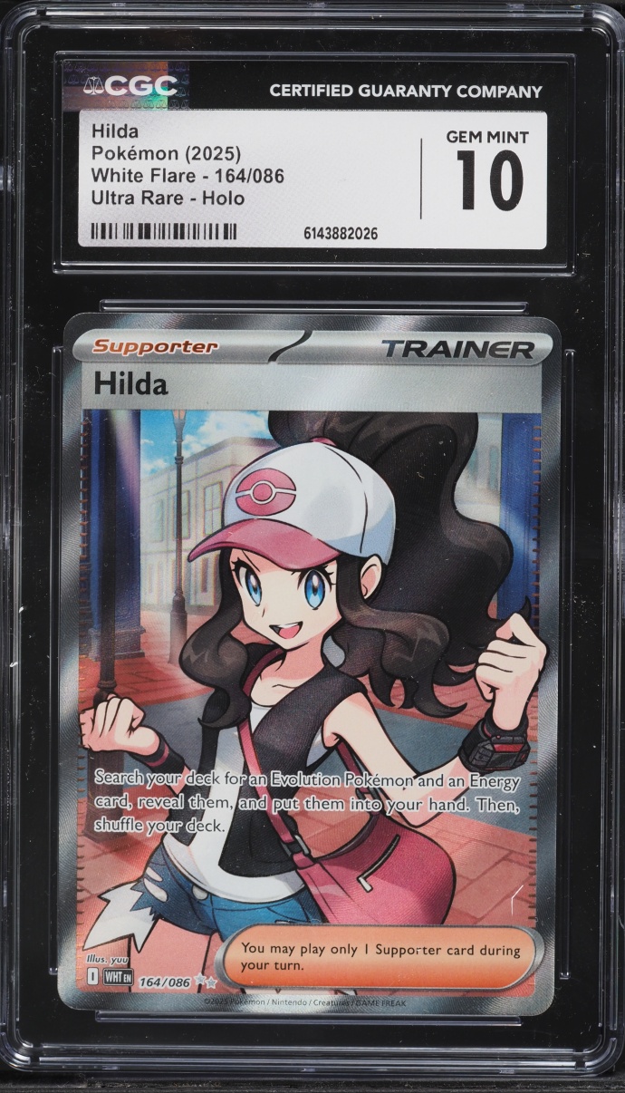 2025 Pokemon Scarlet & Violet White Flare Full Art Hilda #164 CGC 10 GEM MINT