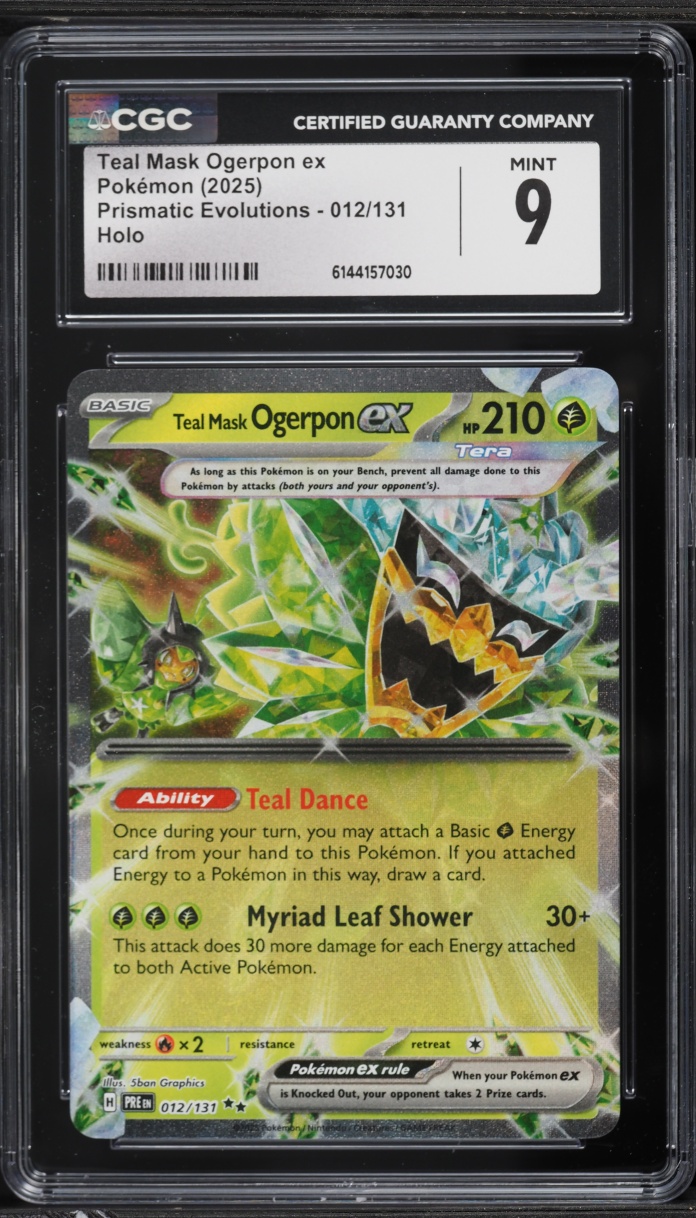 2025 Pokemon Scarlet & Violet Prismatic Evolutions Holo Teal Mask Ogerpon ex #12 CGC 9 MINT