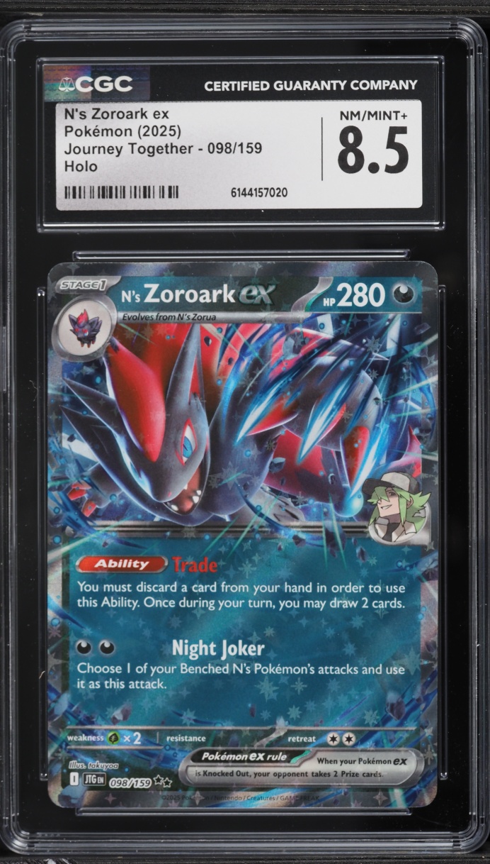 2025 Pokemon Scarlet & Violet Journey Together Holo N's Zoroark EX #98 CGC 8.5 NM-MT+