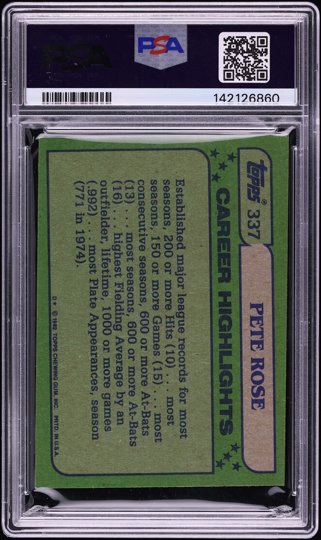 1982 Topps Pete Rose ALL STAR #337 PSA 7 NRMT