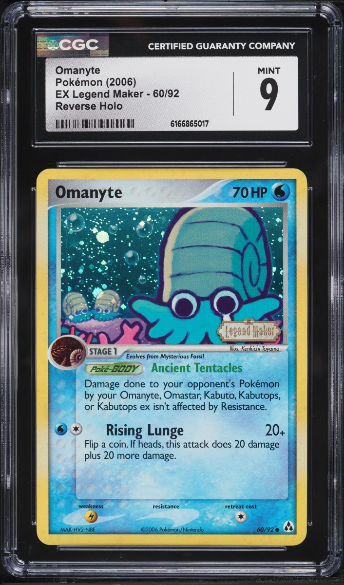 2006 Pokemon EX Legend Maker Reverse Holo Omanyte #60 CGC 9 MINT