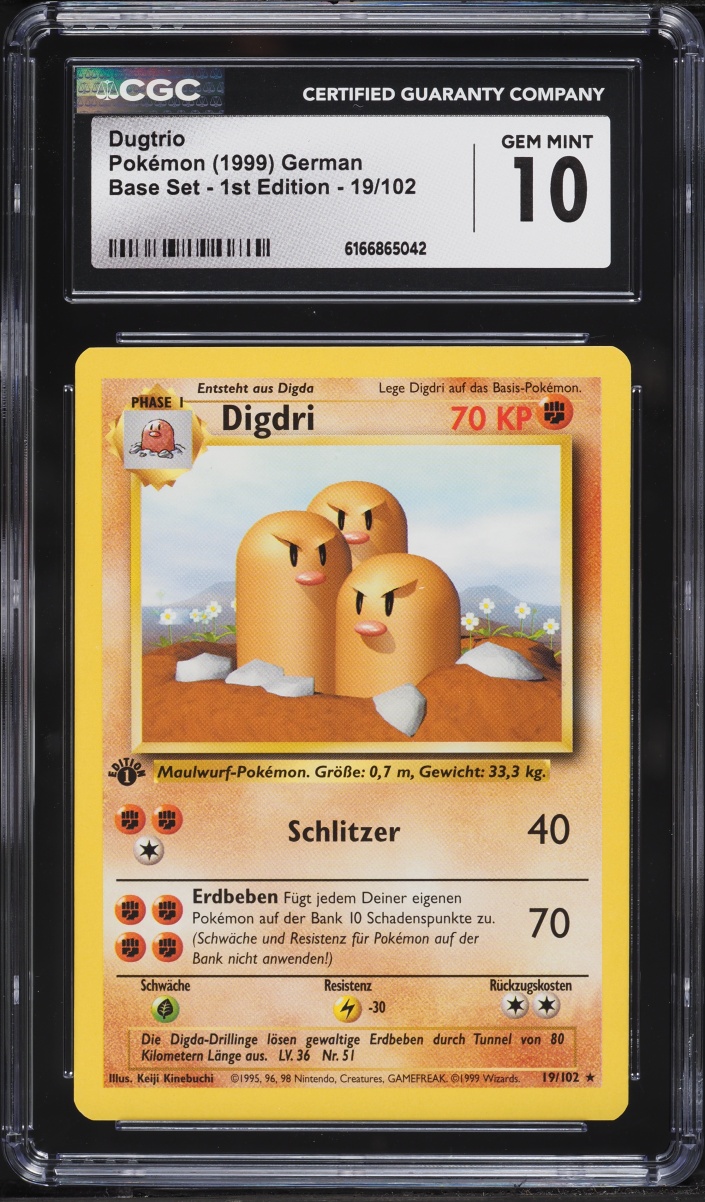 1999 Pokemon German Base Set 1st Edition Dugtrio #19 CGC 10 GEM MINT