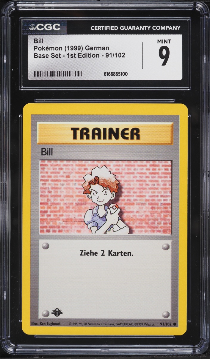 1999 Pokemon German Base Set 1st Edition Bill #91 CGC 9 MINT