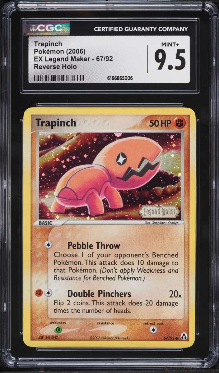 2006 Pokemon EX Legend Maker Reverse Holo Trapinch #67 CGC 9.5 MINT+