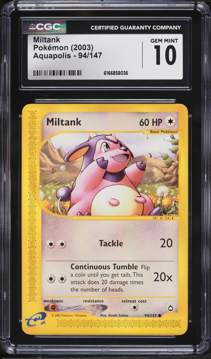 2003 Pokemon Aquapolis Miltank #94 CGC 10 GEM MINT