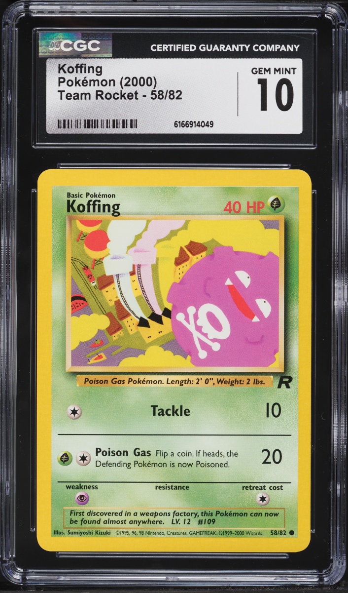 2000 Pokemon Team Rocket Koffing #58 CGC 10 GEM MINT