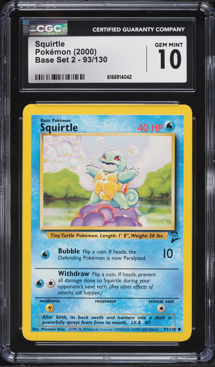 2000 Pokemon Base Set 2 Squirtle #93 CGC 10 GEM MINT