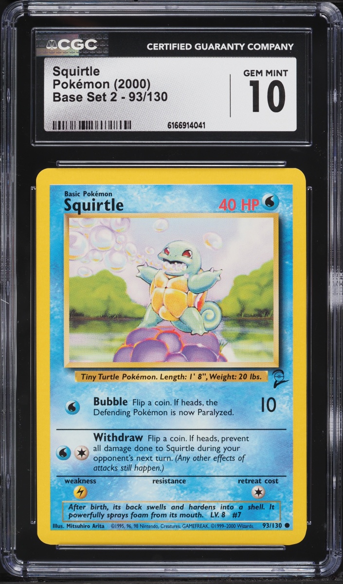 2000 Pokemon Base Set 2 Squirtle #93 CGC 10 GEM MINT