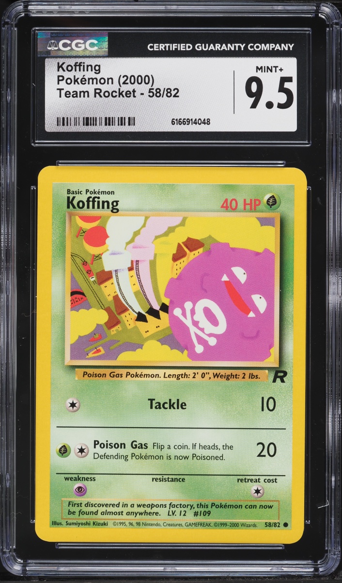 2000 Pokemon Team Rocket Koffing #58 CGC 9.5 MINT+