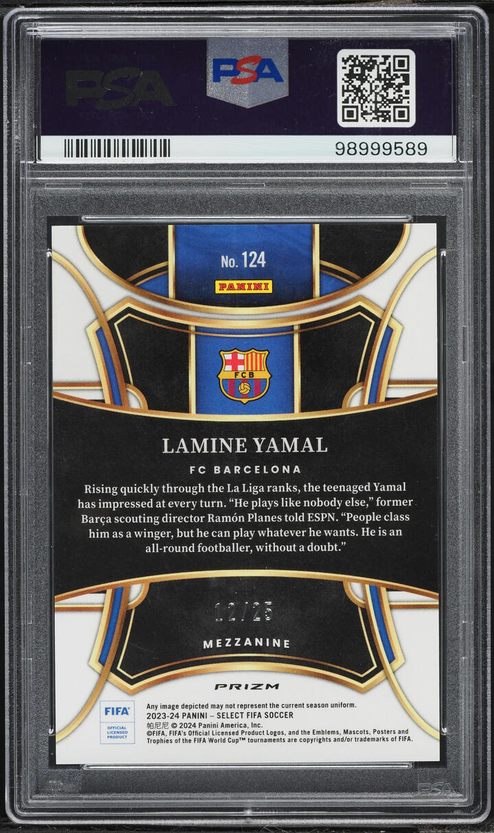 2023 Select Mezzanine FIFA Zebra Lamine Yamal ROOKIE /25 #124 PSA 10 GEM MINT