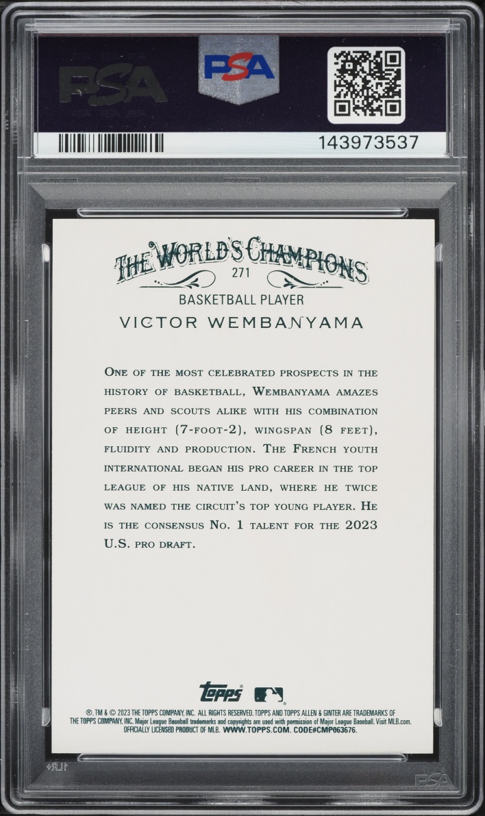 2023 Topps Allen & Ginter Silver Portrait Hot Box Victor Wembanyama ROOKIE #271 PSA 10 GEM MINT