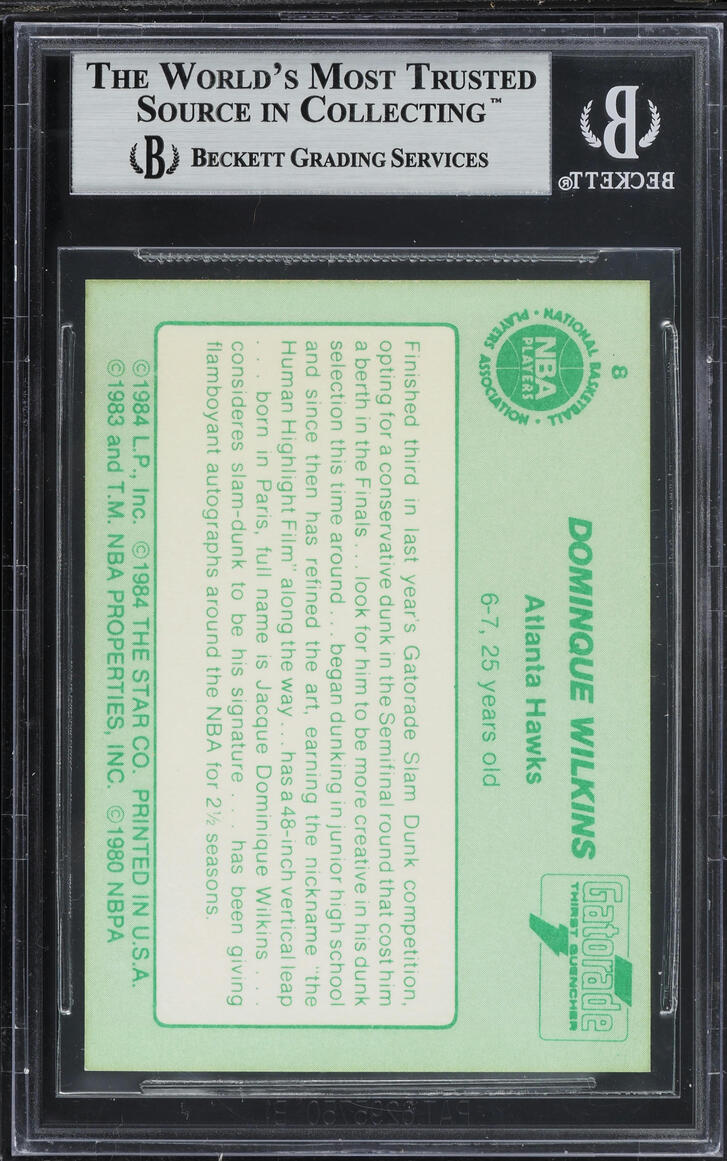 1985 Star Gatorade Slam Dunk Dominique Wilkins ROOKIE #8 BGS 9 MINT