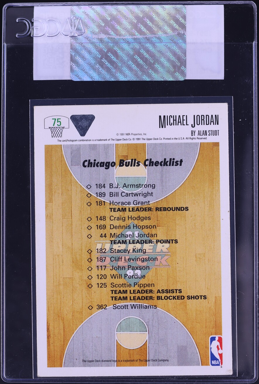 1991 Upper Deck Chicago Bulls Checklist Michael Jordan #75 CGC AUTH