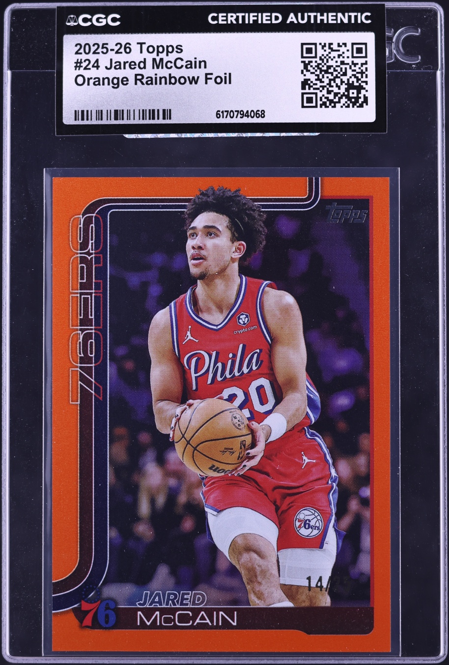 2025 Topps Orange Rainbow Foil Jared McCain /25 #24 CGC AUTH