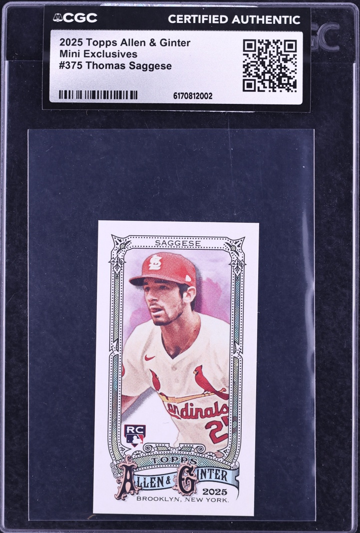 2025 Topps Allen & Ginter Mini Exclusives Thomas Saggese ROOKIE #375 CGC AUTH