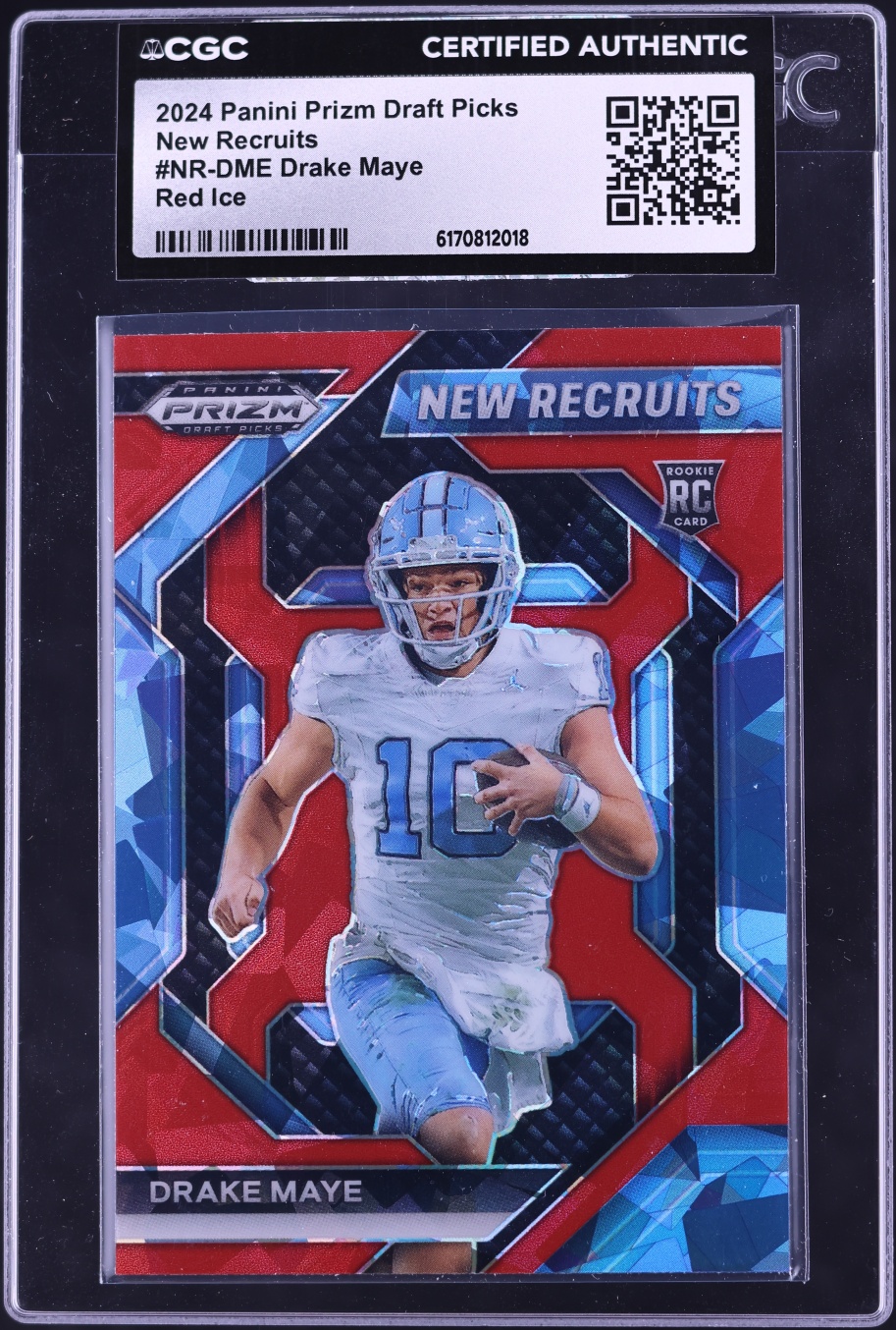 2024 Panini Prizm Draft Picks New Recruits Red Ice Drake Maye ROOKIE #NR-DME CGC AUTH