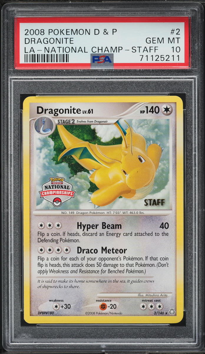 2008 Pokemon DP Legends Awakened National Championship Staff Dragonite #2 PSA 10