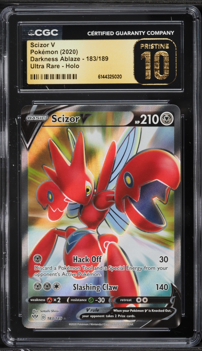 2020 Pokemon Sword & Shield Darkness Ablaze Full Art Scizor V #183 CGC 10 PRISTINE