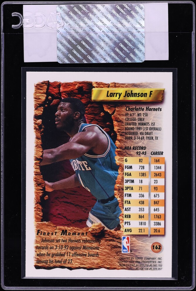 1993 Finest Basketball Larry Johnson #162 CGC AUTH