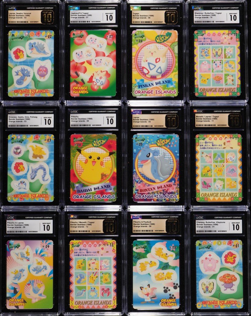Lot(12) 1998 Pokemon Japanese Bandai Orange Islands Stickers #1-12 CGC 10