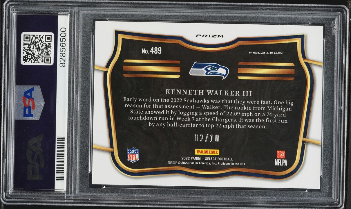 2022 Select Field Level Gold Prizm Kenneth Walker III ROOKIE /10 #489 PSA 10 GEM MINT