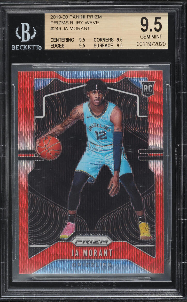 2019 Panini Prizm Ruby Wave Ja Morant ROOKIE #249 BGS 9.5 GEM MINT
