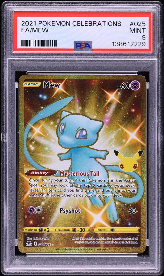 2021 Pokemon Sword & Shield Celebrations Gold Rare Mew #25 PSA 9 MINT
