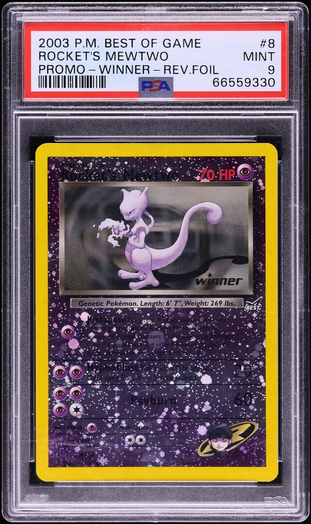 2003 Pokemon Best Of Game Promo Winner Reverse Holo Rocket's Mewtwo #8 PSA 9 MINT