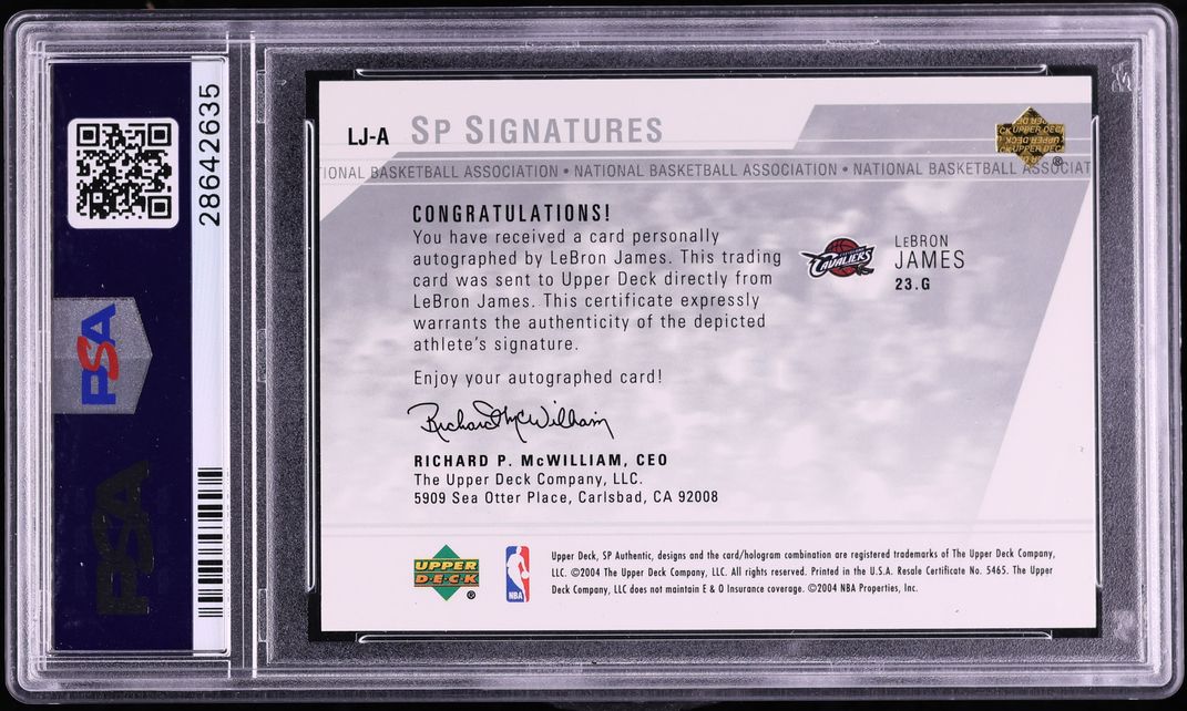 2003 SP Authentic LeBron James ROOKIE AUTO #LJ-A PSA 10 GEM MINT
