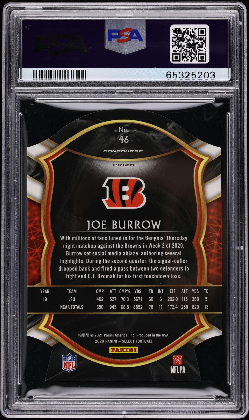 2020 Select Concourse Red Prizm Die-Cut Joe Burrow ROOKIE #46 PSA 10 GEM MINT
