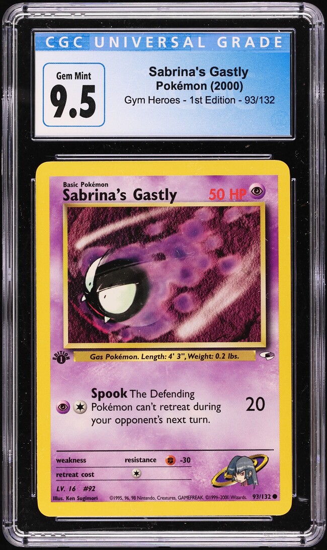 2000 Pokemon Gym Heroes 1st Edition Sabrina's Gastly #93 CGC 9.5 GEM MINT