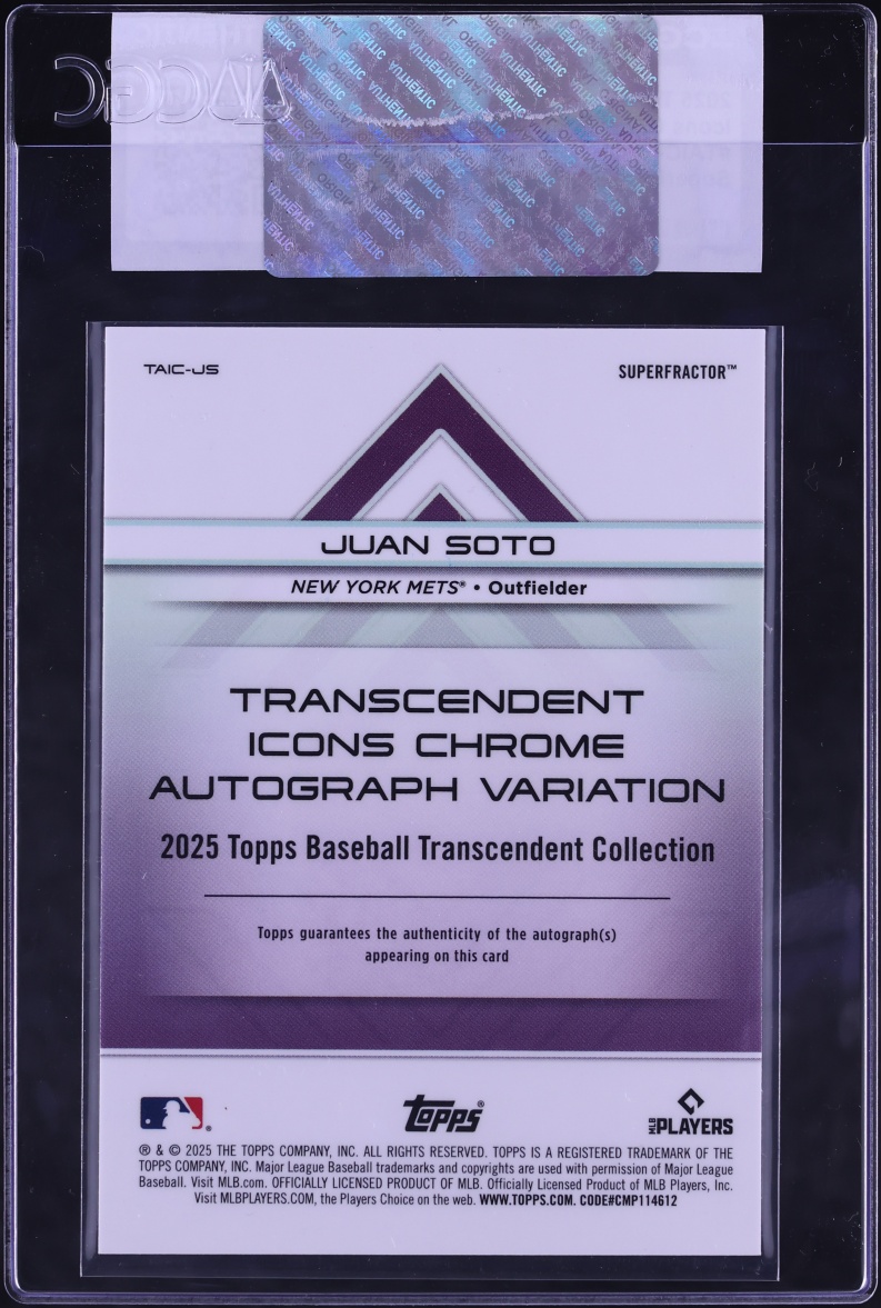 2025 Topps Transcendent Collection Icons Chrome Superfractor Juan Soto AUTO 1/1 CGC AUTH - Photo 2